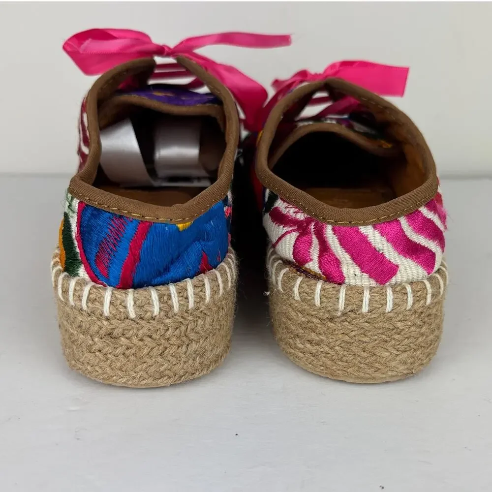 Freedazz Hand Embroidered Sassy Espadrille Shoes 10 floral colorful platform